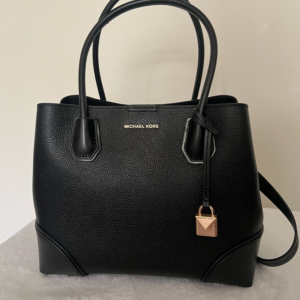 Michael Kors Black Satchel with Gold Hardware